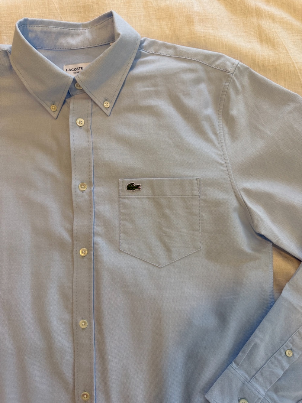 Lacoste NWT Regular Fit Oxford Cotton Shirt in Blue - Picture 8 of 13